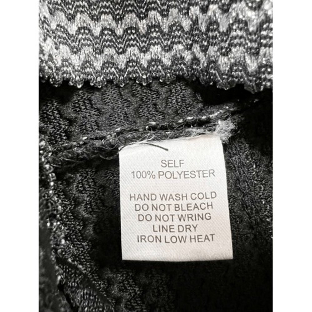 Ginger G Black Silver Metallic Bandage Pleated A-Line Skirt Size Medium - Picture 6 of 6
